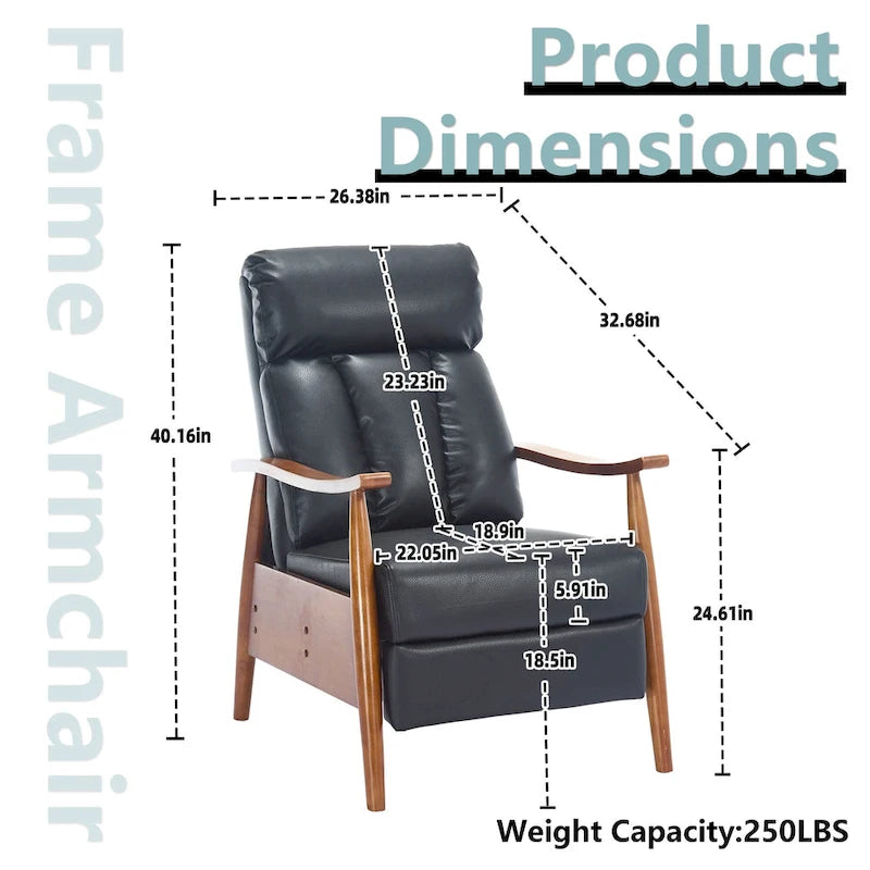 Fauteuil inclinable du milieu du siècle Repose-pieds réglable Dossier haut Cadre en bois massif Lin