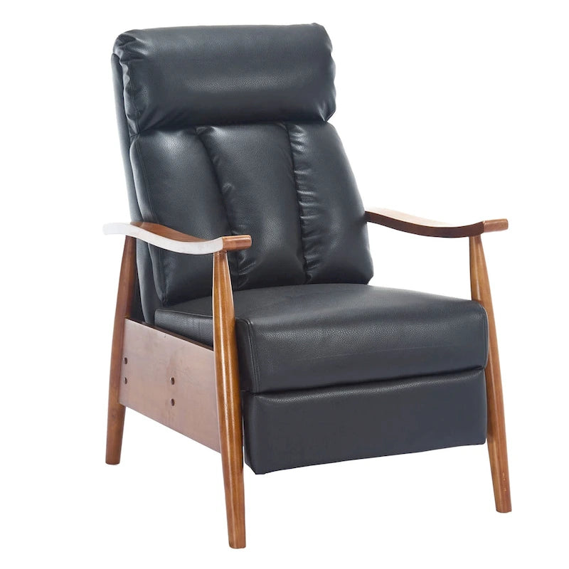 Fauteuil inclinable du milieu du siècle Repose-pieds réglable Dossier haut Cadre en bois massif Lin