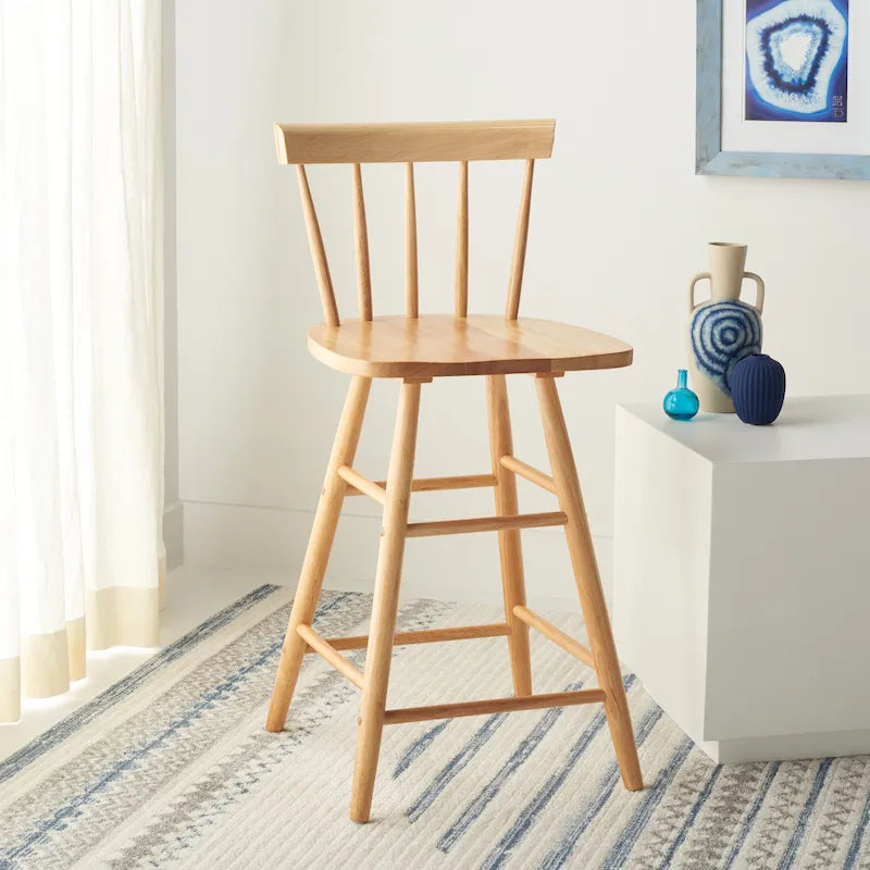 Tabouret de comptoir Windsor 25 pouces, dossier à fuseaux en bois massif, style fermier
