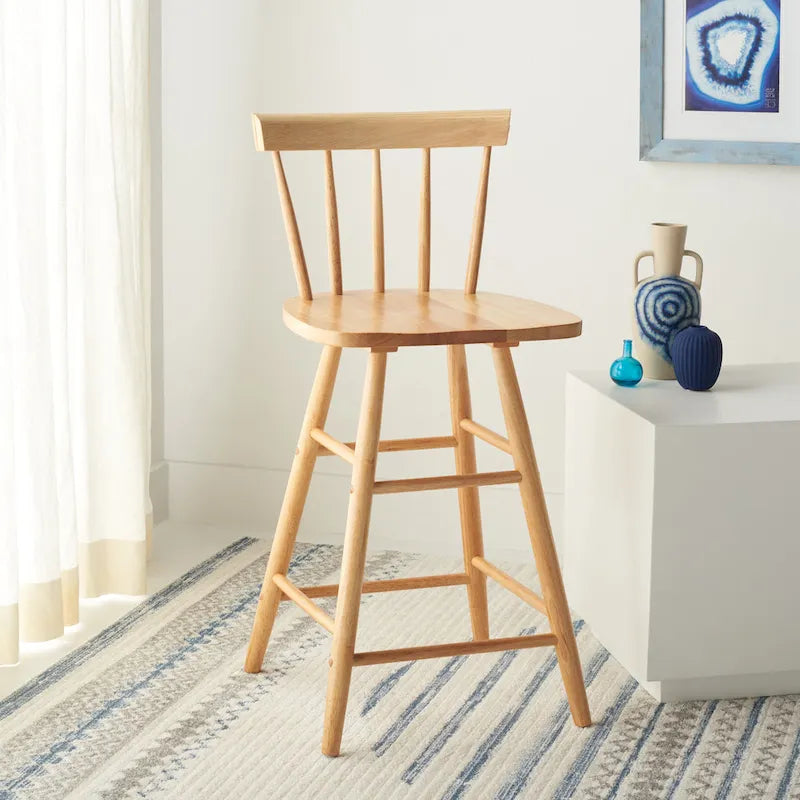 Tabouret de comptoir Windsor 25 pouces, dossier à fuseaux en bois massif, style fermier