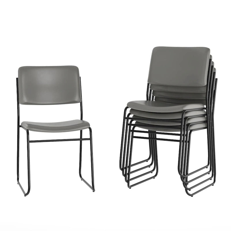 Lot de 5 chaises empilables haute densité avec structure en acier et assise rembourrée