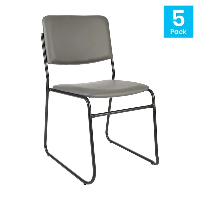 Lot de 5 chaises empilables haute densité avec structure en acier et assise rembourrée