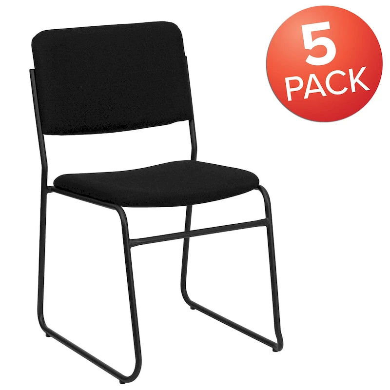 Lot de 5 chaises empilables haute densité avec structure en acier et assise rembourrée