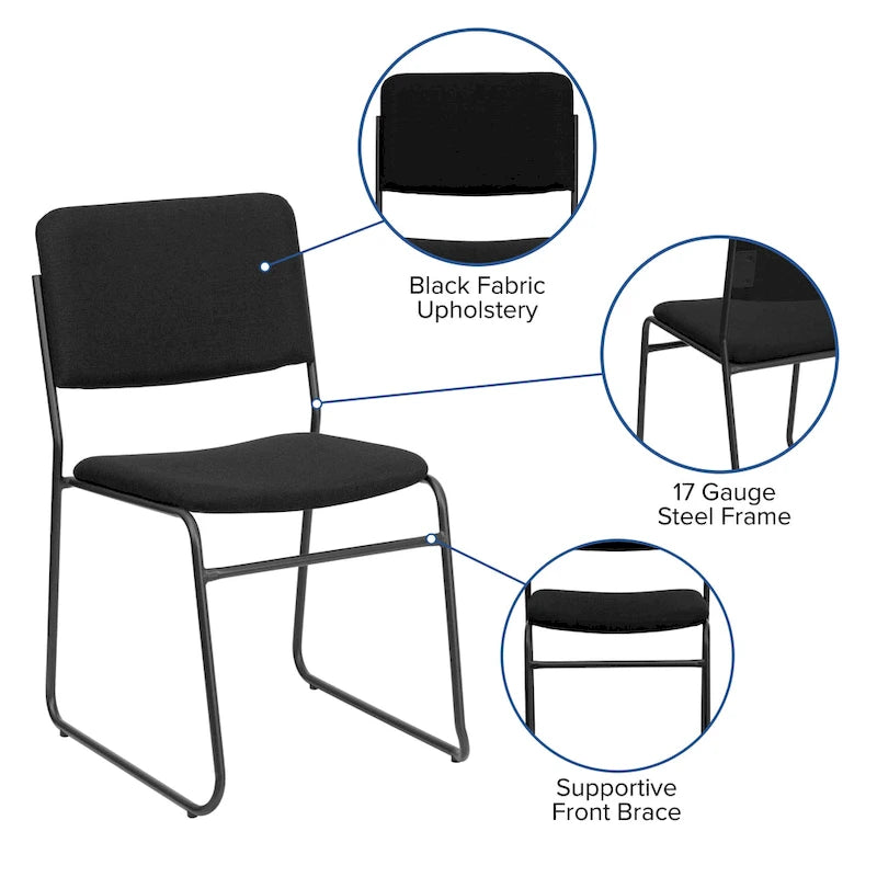 Lot de 5 chaises empilables haute densité avec structure en acier et assise rembourrée