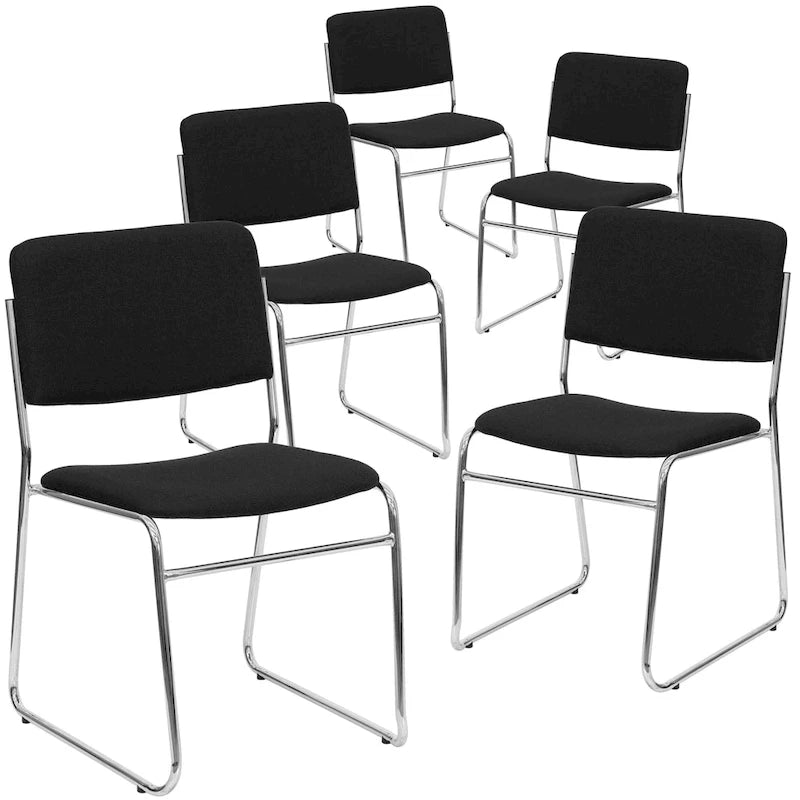 Lot de 5 chaises empilables haute densité avec structure en acier et assise rembourrée