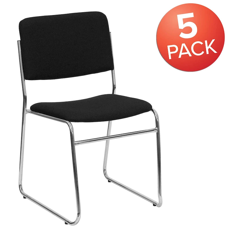 Lot de 5 chaises empilables haute densité avec structure en acier et assise rembourrée