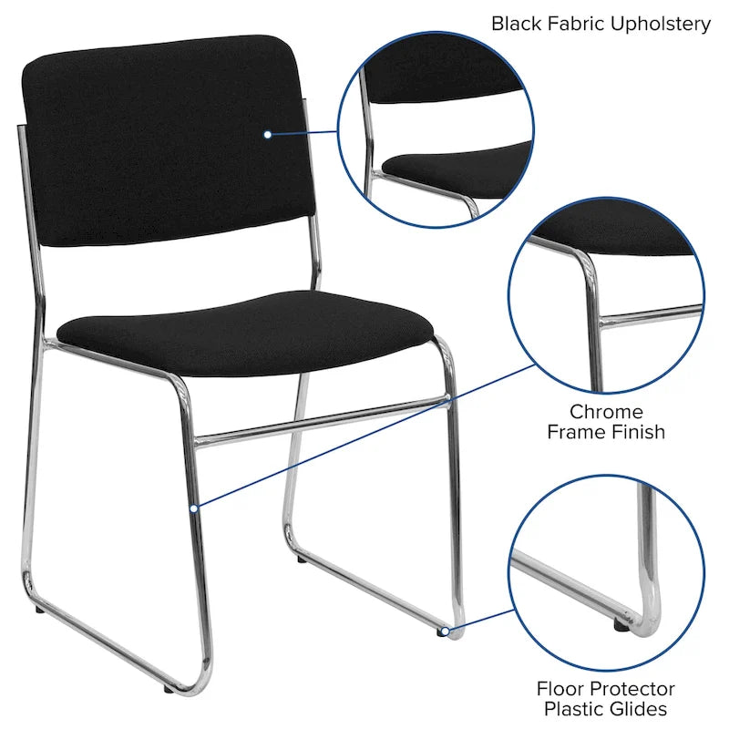 Lot de 5 chaises empilables haute densité avec structure en acier et assise rembourrée