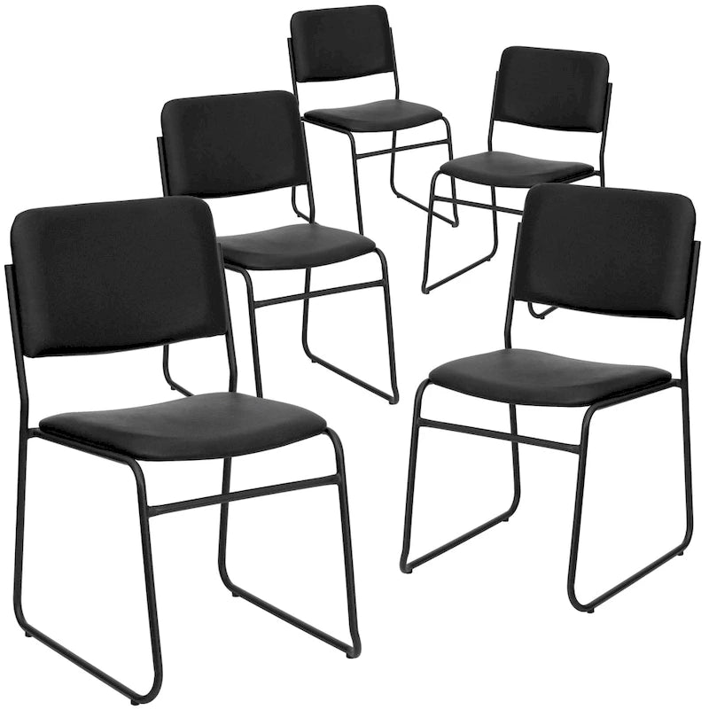 Lot de 5 chaises empilables haute densité avec structure en acier et assise rembourrée