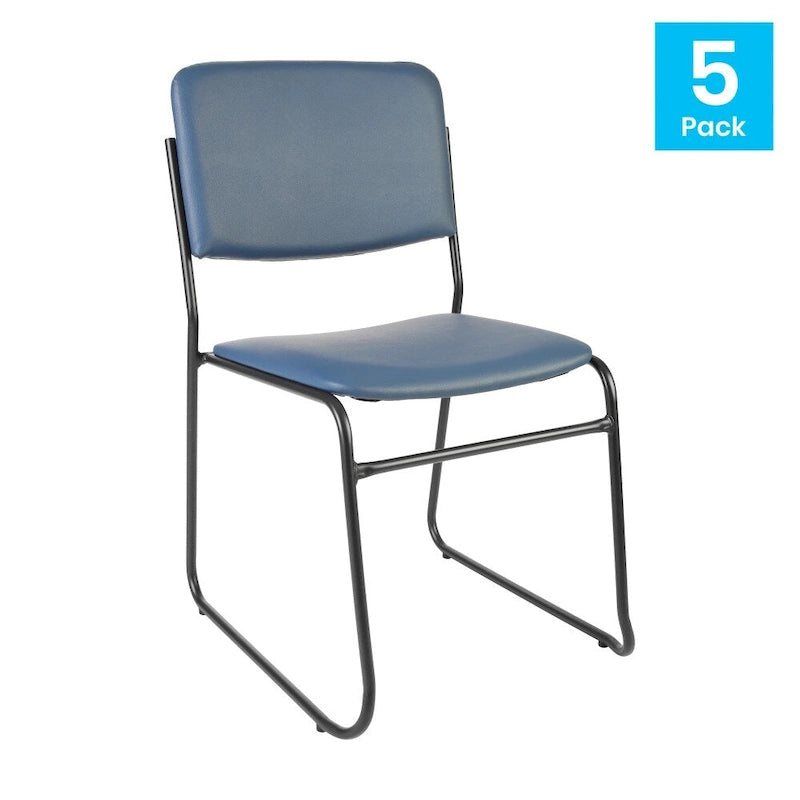 Lot de 5 chaises empilables haute densité avec structure en acier et assise rembourrée