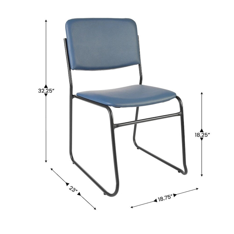 Lot de 5 chaises empilables haute densité avec structure en acier et assise rembourrée
