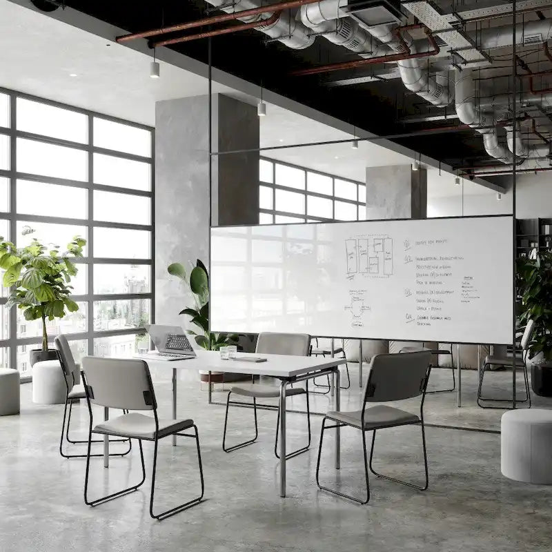 Lot de 5 chaises empilables haute densité avec structure en acier et assise rembourrée