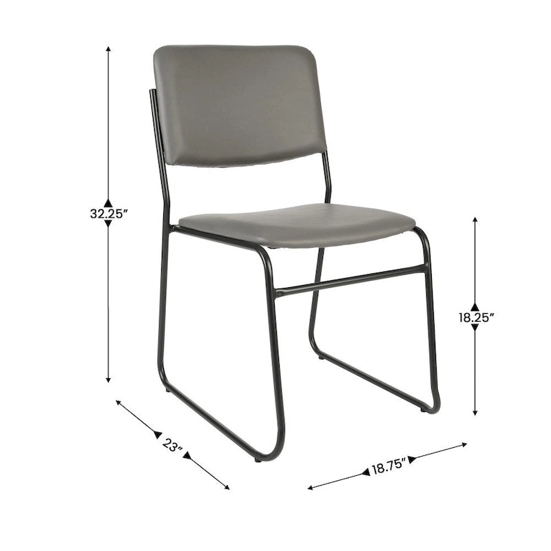 Lot de 5 chaises empilables haute densité avec structure en acier et assise rembourrée
