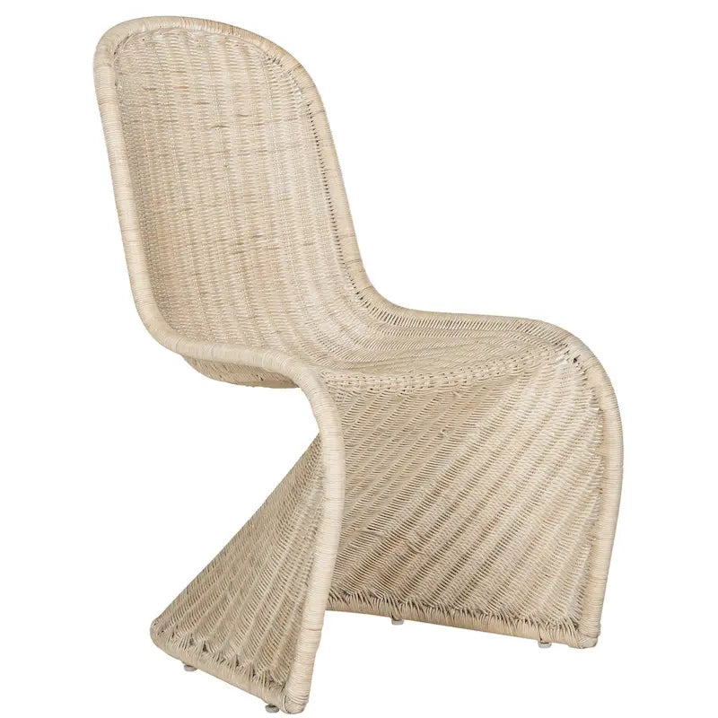 Chaise d'appoint en osier courbé S, style Panton, tissage géométrique - Lot de 2