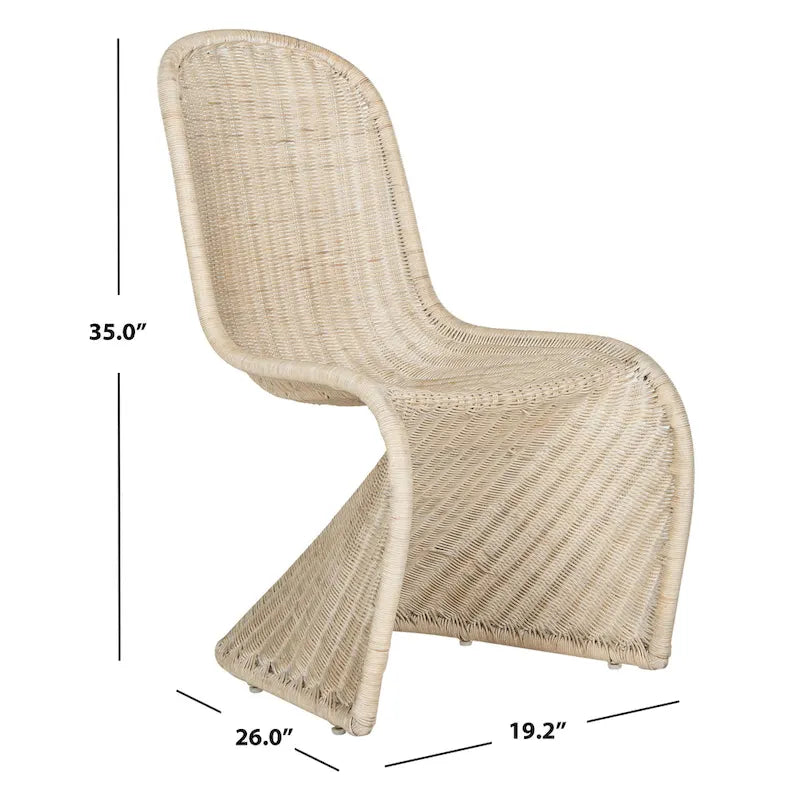 Chaise d'appoint en osier courbé S, style Panton, tissage géométrique - Lot de 2