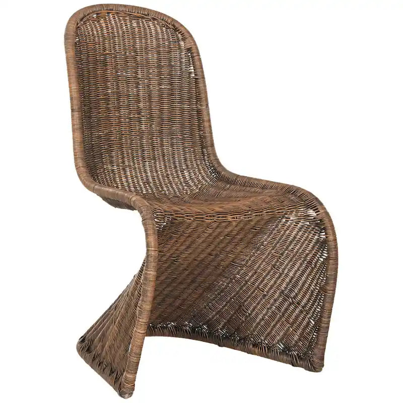 Chaise d'appoint en osier courbé S, style Panton, tissage géométrique - Lot de 2