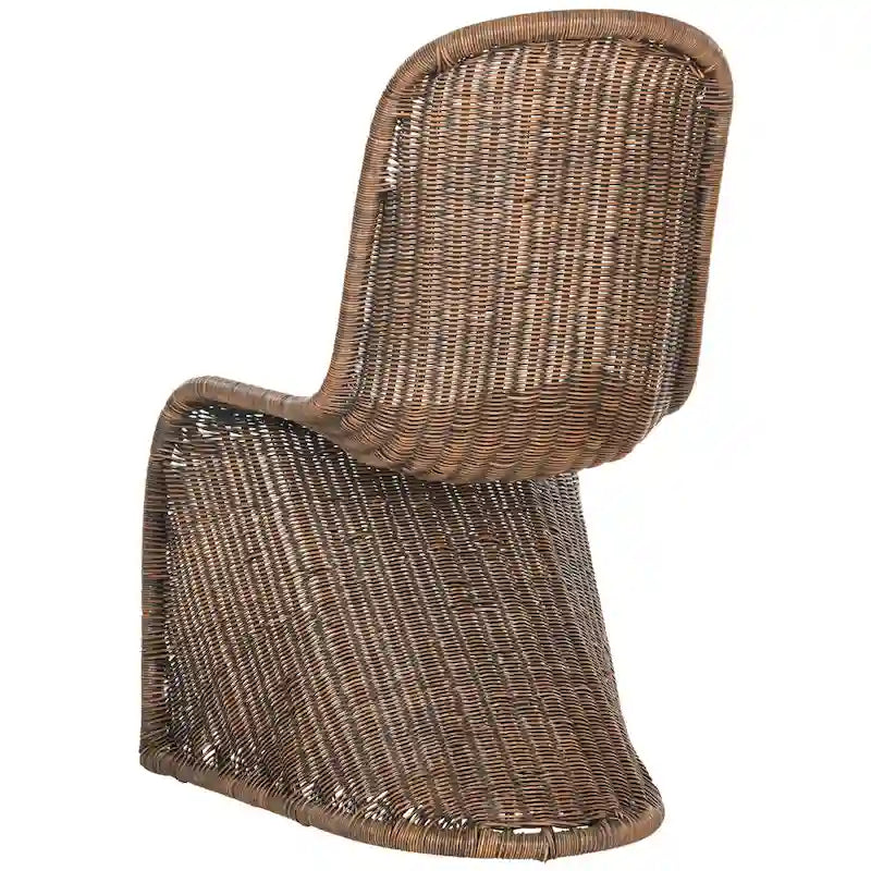Chaise d'appoint en osier courbé S, style Panton, tissage géométrique - Lot de 2