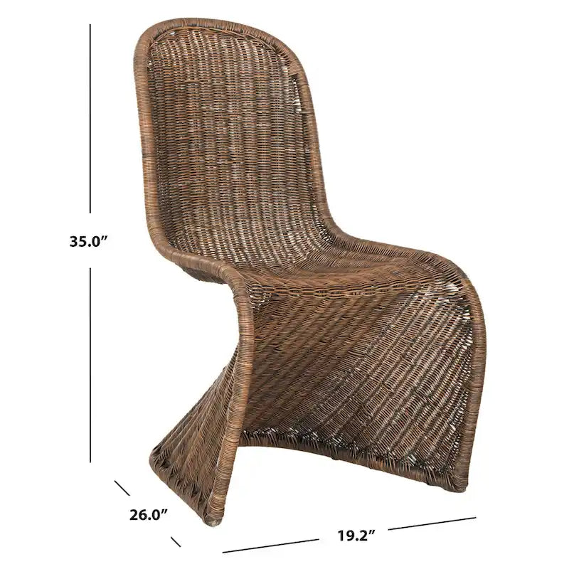 Chaise d'appoint en osier courbé S, style Panton, tissage géométrique - Lot de 2