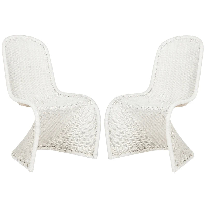 Chaise d'appoint en osier courbé S, style Panton, tissage géométrique - Lot de 2