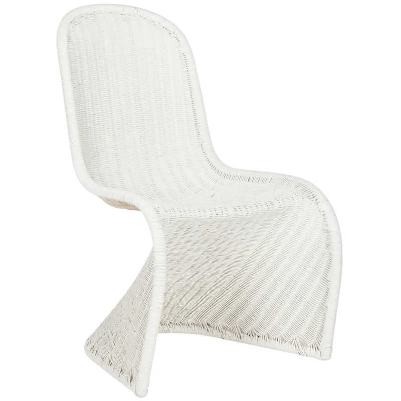 Chaise d'appoint en osier courbé S, style Panton, tissage géométrique - Lot de 2