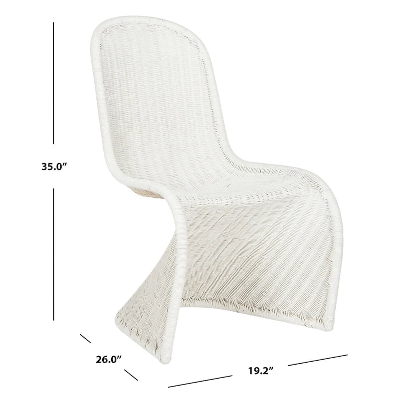Chaise d'appoint en osier courbé S, style Panton, tissage géométrique - Lot de 2