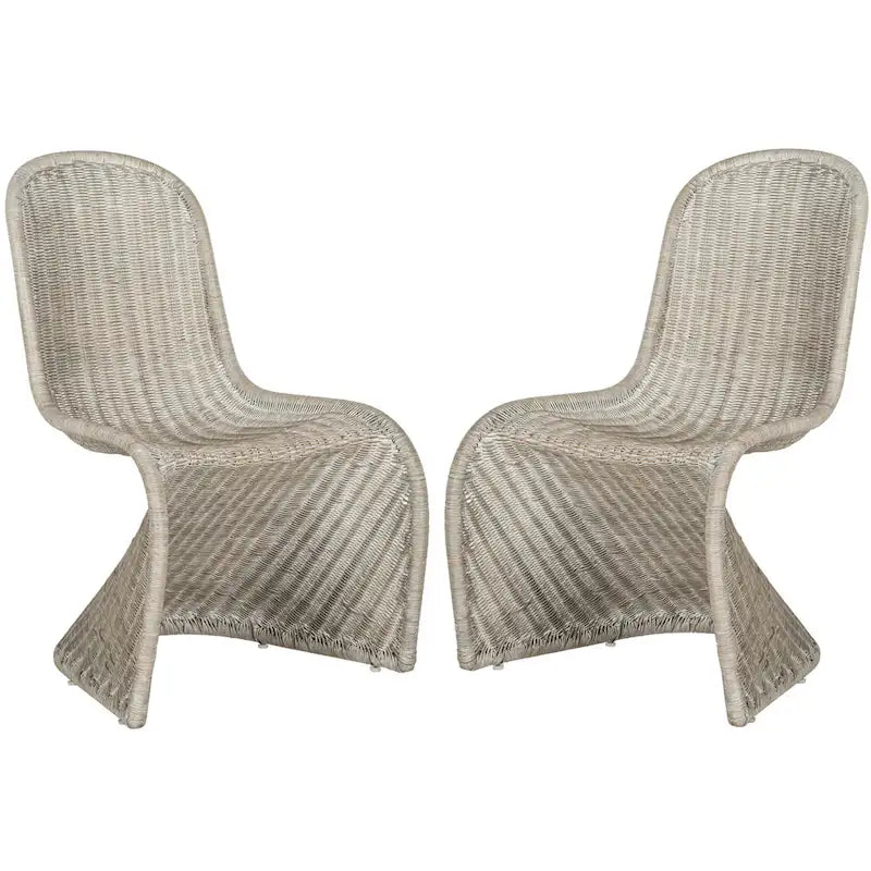 Chaise d'appoint en osier courbé S, style Panton, tissage géométrique - Lot de 2