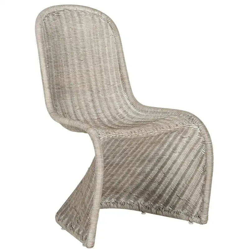Chaise d'appoint en osier courbé S, style Panton, tissage géométrique - Lot de 2