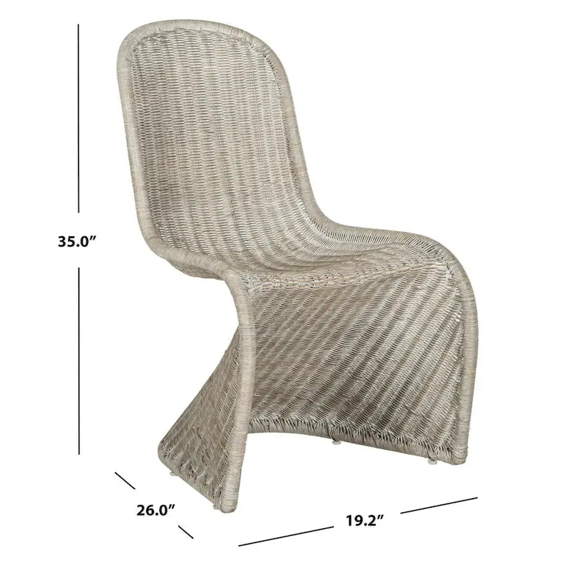 Chaise d'appoint en osier courbé S, style Panton, tissage géométrique - Lot de 2
