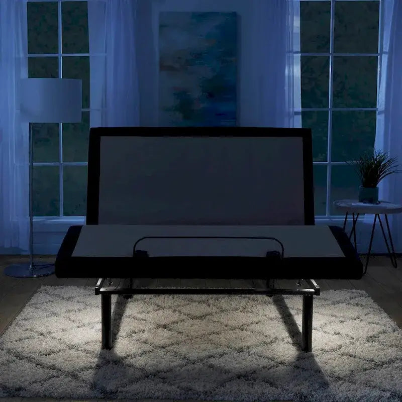 Cadre de lit de massage réglable avec télécommande sans fil, lumière LED et port USB