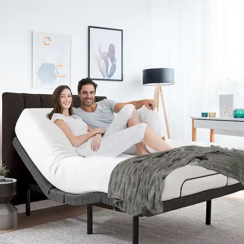 Cadre de lit de massage réglable avec télécommande sans fil, lumière LED et port USB