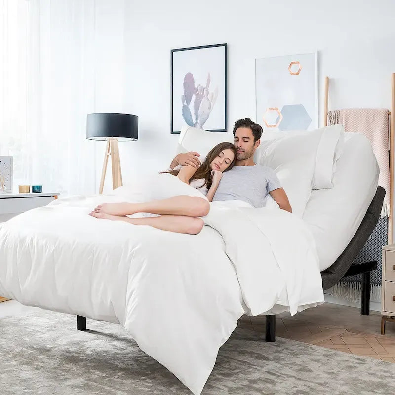 Cadre de lit de massage réglable avec télécommande sans fil, lumière LED et port USB