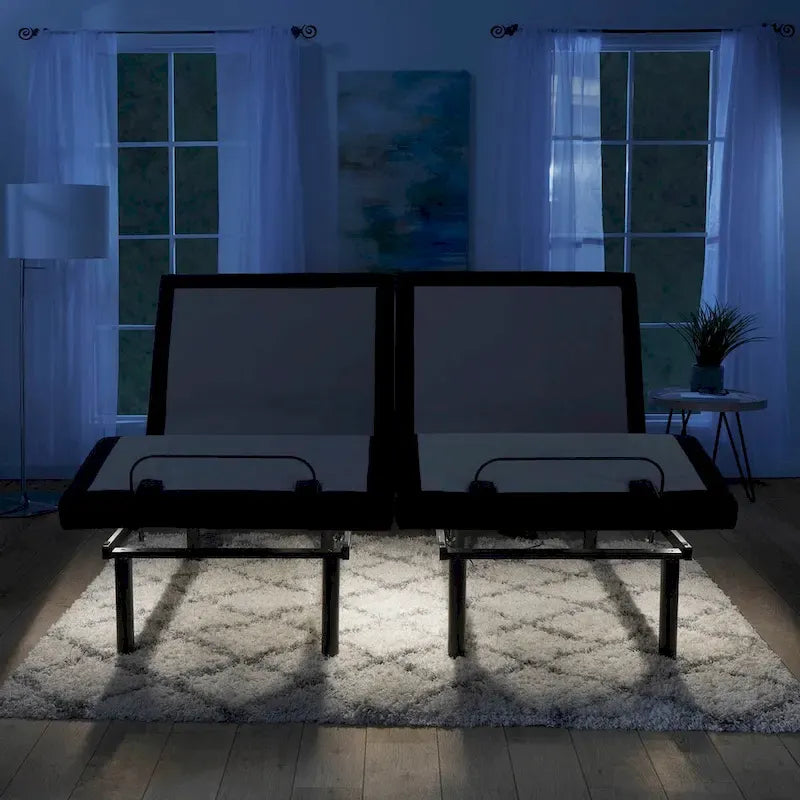 Cadre de lit de massage réglable avec télécommande sans fil, lumière LED et port USB