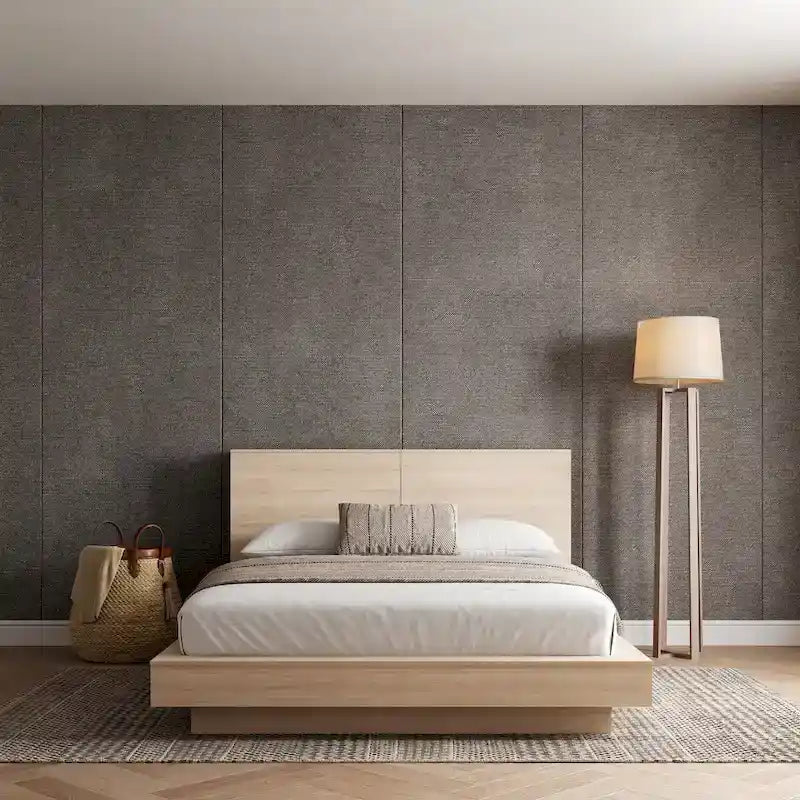 Tête de lit avec rangement et étagères latérales, en chêne, pour lit plateforme surbaissé, aucun sommier tapissier requis