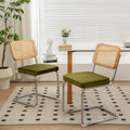Lot de 2 chaises de salle à manger cantilever, style Mid-Century, dossier en rotin, assise rembourrée