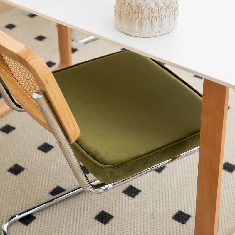 Lot de 2 chaises de salle à manger cantilever, style Mid-Century, dossier en rotin, assise rembourrée