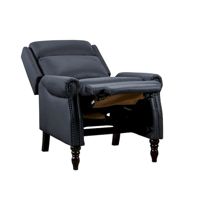 Fauteuil inclinable à pousser en cuir véritable Mid-Century avec garniture cloutée (Lot de 2)