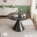Table de salle à manger ronde brillante à pied conique noir et blanc