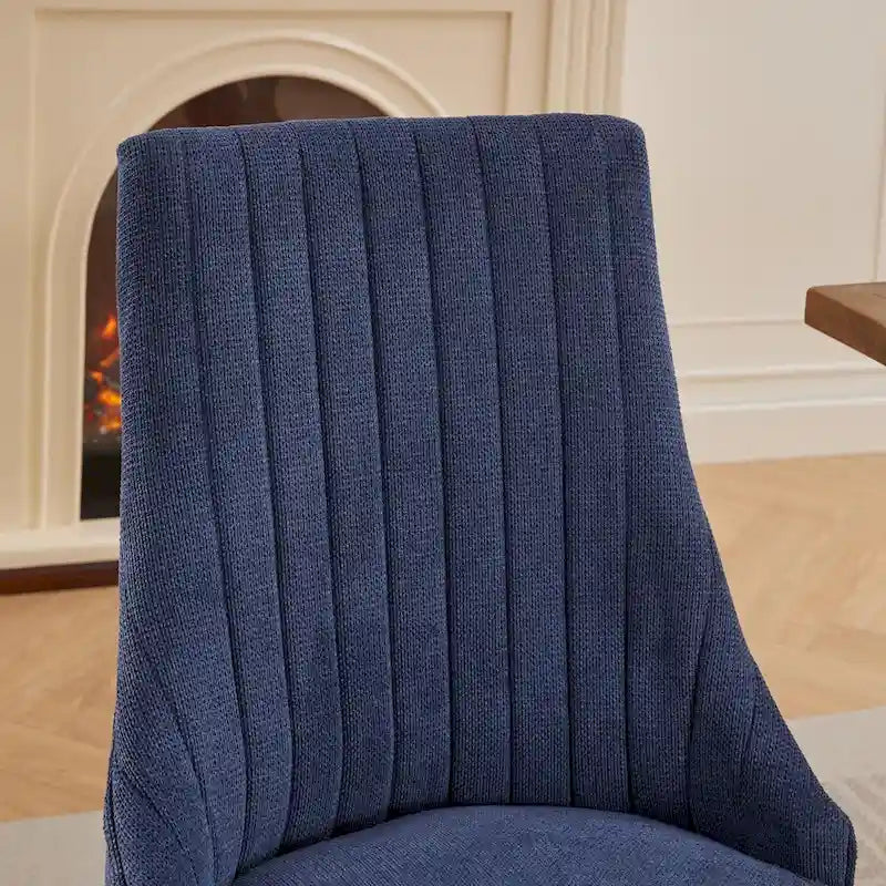 Chaise de salle à manger à dossier haut capitonné en velours floqué avec pieds en bois courbés, lot de 2