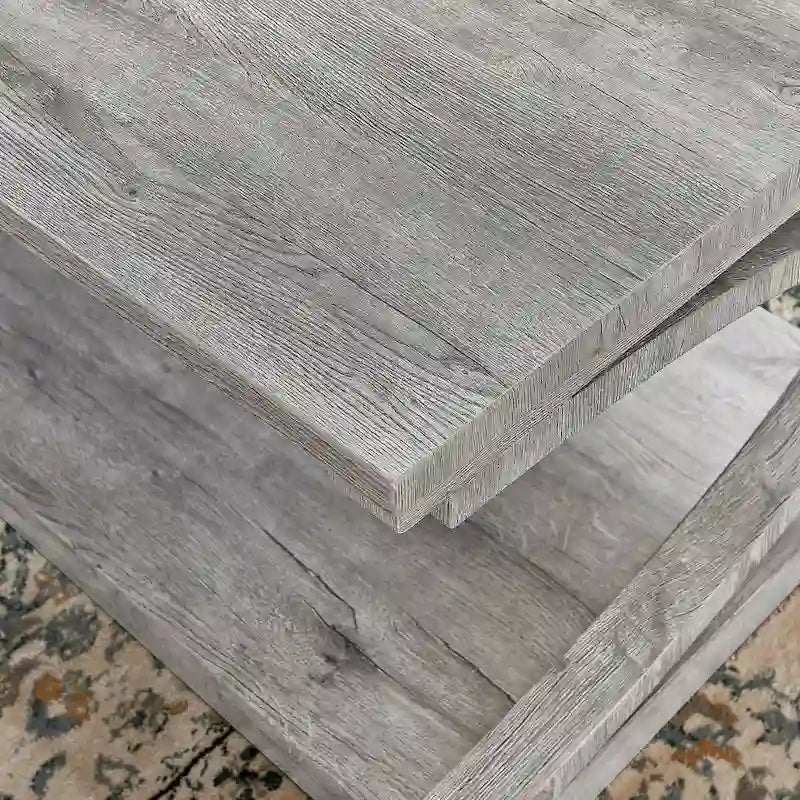 Table basse rectangulaire base courbée en C étagère de rangement ouverte en bois d'hévéa MDF rustique