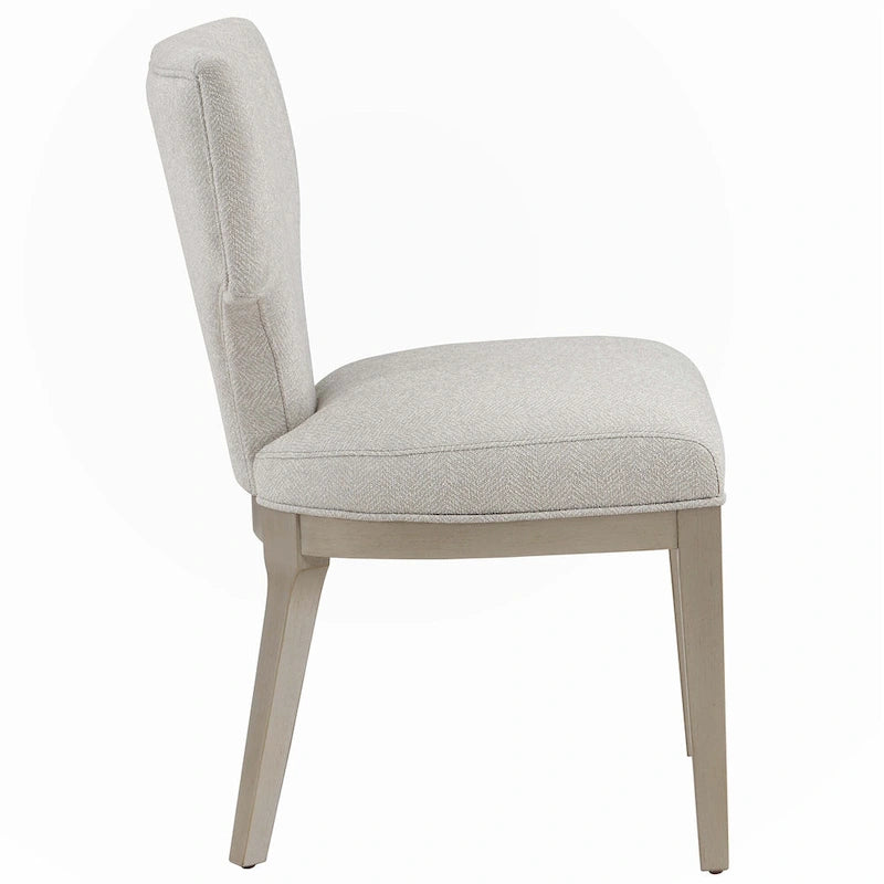 Chaise de salle à manger rembourrée à découpe incurvée dossier Ivoire Lin Pieds Champagne Lot de 2