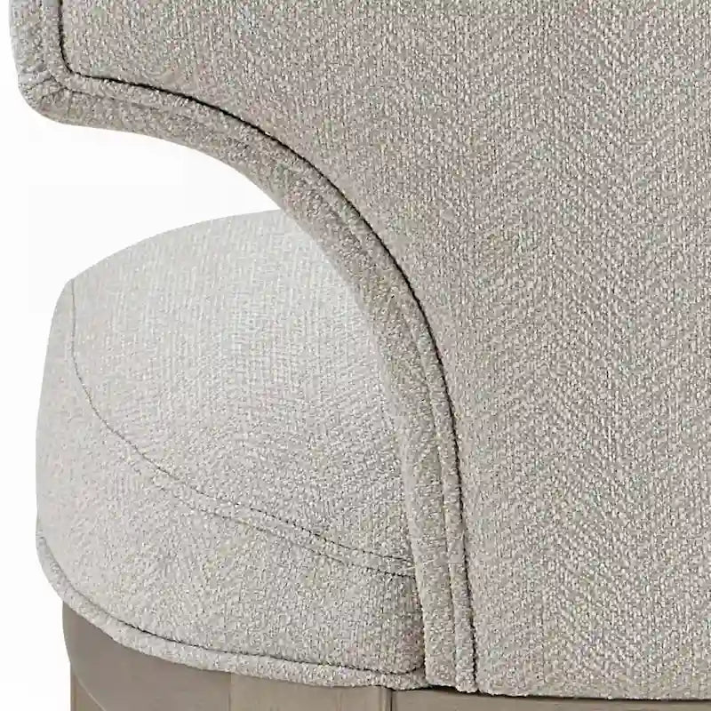 Chaise de salle à manger rembourrée à découpe incurvée dossier Ivoire Lin Pieds Champagne Lot de 2