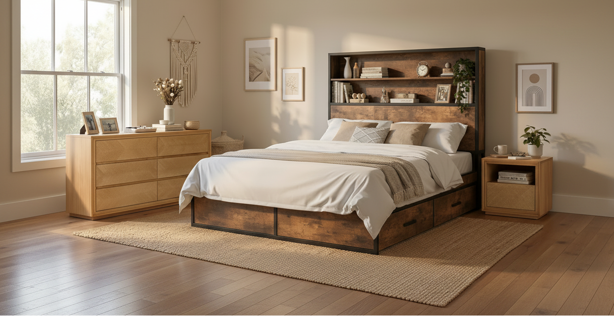 Gymax Bed Frame Wide Shot